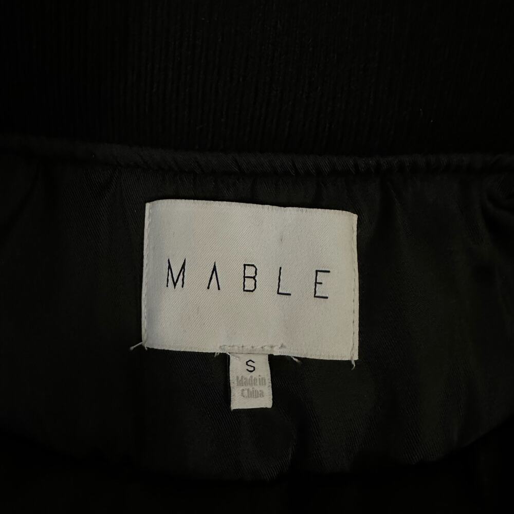 MABLE Bomber Jacket Black Lined Ruched Ruffled Cropped Relaxed Fit - Picture 8 of 11